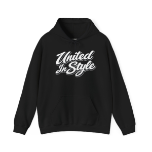 United In Style Script Hoodie – Black Streetwear Pullover | Unisex Urban Fashion Hoodie