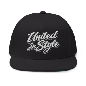 United In Style Flat Bill Cap – Embroidered Streetwear Hat | Green Underbill Snapback